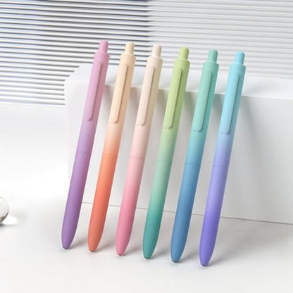 WRITECH Fine Point Gel Pens: 0.5mm Retractable Black Ink 6ct Smooth Writing No Bleed with Aesthetic Gradient Color Pen Barrel for Journaling Note Taking Sketching
