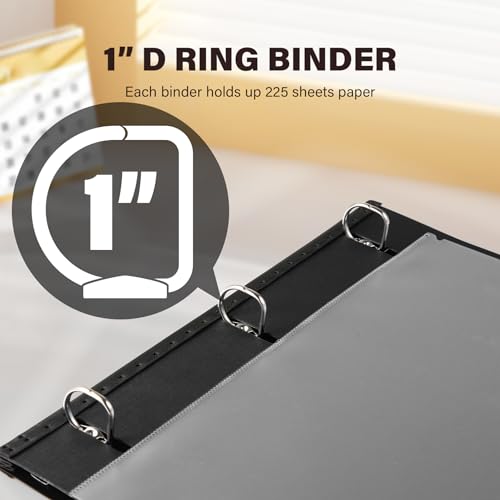 1 Inch Telescoping 3 Ring Binder-12PCS, Flexible Binder with Customized Front Cover, Holds 8.5x11 Paper, School Office Supplies, Black - color: Black, size: 1 Inch, style: with Customized Cover - 12PCS