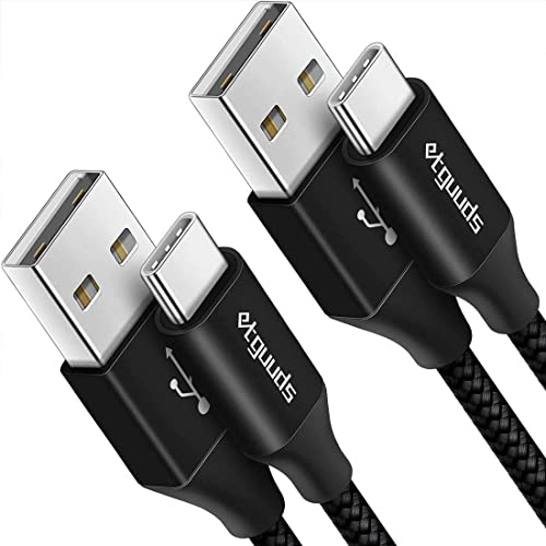 etguuds USB A to USB C Cable 6.6ft, 2-Pack, 3A Fast Charging Type C Charger Cord for iPhone 17 16 15 Pro Max 16e 17 Air, Samsung Galaxy S25 S24 S23 S22 S21 S20 A17 A16 A56 A55 Flip Fold, Black - color: Black, size: 6.6ft