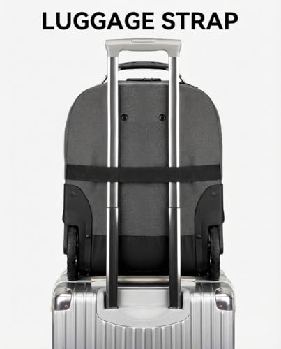 MATEIN Rolling Laptop Bag with Larger Wheels, Anti Theft Lock for Adult Men | 17 Inch Spacious Roller Back Packs, Heavy Duty Rolling Large Carry On Luggage, For Office Work Travel, Grey - color: Grey