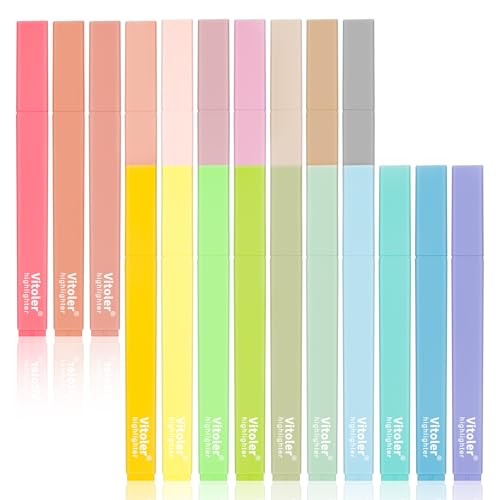 Vitoler 20Pcs Highlighters,Pastel Highlighters Set,Assorted Morandi Color Highlighter, Chisel Tip Bible Highlighter for School Office Supplies | Aesthetic,Cute Pastel,No Bleed,Dry Fast, Bible Study for Journaling Planner Notes School Supplies - color: Mor