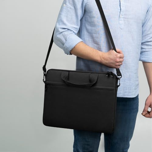 14-15 Inch Laptop Sleeve Bag Carrying Case Protective Computer Cover with Handle Shoulder Strap Compatible with 15 inch MacBook Air M5 M4 M3 M2 Acer ASUS HP Surface Dell Chromebook, Black - color: Black, size: 14"-15"
