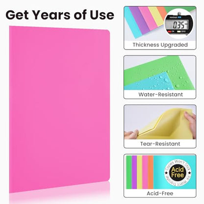 Sooez 6Pack Folders with Pockets, Pastels Colors, Heavy Duty Pocket Folder, Plastic Folders with Pockets, 2-Pocket Folder Bulk, Aesthetic File Folder, Back to School Office Filing Supplies - color: Bright Colors