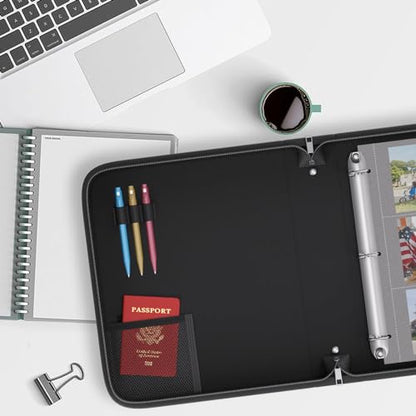 Fireproof 3 Ring Binder with Zipper, 2.5 Inch D Rings Hold up 650 Sheets of 8.5" x 11" (A4), Compatible with Clear Page Protectors, Built-in net and Pen Holder (1 Pcs, Black, 2.5") - color: Black, size: 2.5", style: 1 Pcs