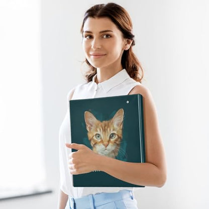 Fustylead American Shorthair Cat 3 Ring Binder, D-Rings 1.5" Hardcover Folder, Fits 200 Sheets of A4 Paper, Durable Clipboard & Clean View with Inside Pockets for School Home Office - size: 12.4x10.63x2.36 Inch-2 Pack