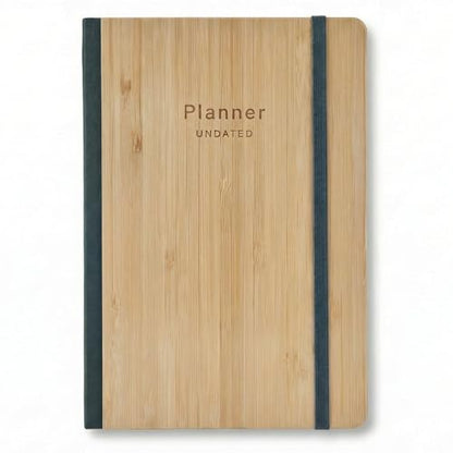 AUROPLANNER A5 Undated Planner Bamboo Cover Daily Weekly Monthly, Green | Portable Lay-Flat Notebook Organizer, 4-Month Layout, 160 Pages Cream White 100 GSM Paper, 2028 2027 2026 Calendar, Travel