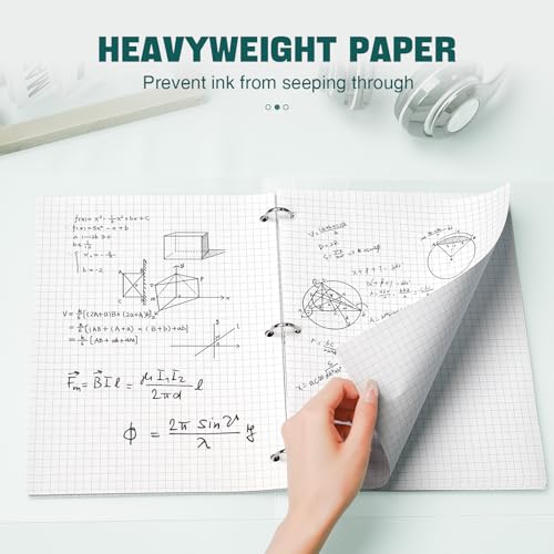 Loose Leaf Graph paper 8 x 10.5, Graph Ruled Paper, 3 Hole Punched Paper, 4 x 4 Quad Ruled Graph Paper, 10-1/2" x 8" Filler Paper Notebook Paper, 130 Sheets Graphing Paper for Business Home School - size: 8 x 10.5 In -130 Sheets