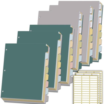 6 Sets Dividers for 3 Ring Binder,8 Tab,Come with 252 Pcs Blank Sticky Labels - size: 6Sets-8TAB