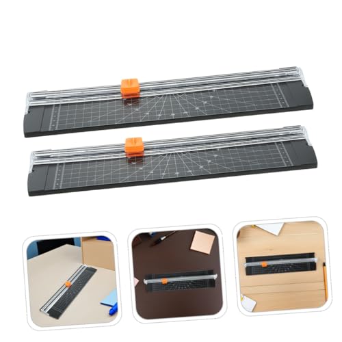 STOBAZA 2pcs Compact Paper Trimmer with Precision Cutting Blade Portable Foldable Mini Paper Cutter for Crafting Scrapbooking Office and Student Use Lightweight and Space-Saving Style