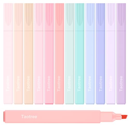 Taotree 12Pcs Aesthetic Cute Highlighters Assorted Colors, Back to School | Bible Highlighters and Pens No Bleed, Chisel Tip Pastel Markers Pens for Journaling, School Supplies, Office Desk Accessories