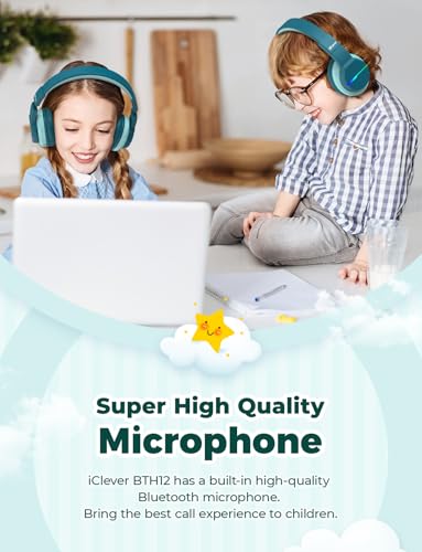 iClever BTH12 Kids Bluetooth Headphones,Colorful LED Lights Wireless Kids Headphones,74/85dBA Safe Volume,85H Playtime,Bluetooth 5.2,Over Ear Headphones Built-in Mic for iPad/Tablet/Airplane,Green - color: Malachite Green
