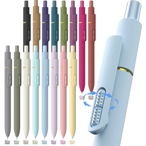Hiacry 16Pcs Colorful Gel Pens - 0.7MM Fine Point Colored Ink Fidget Pens | Smooth Writing Quick-Dry Pens, No Smear, Journaling, Note Taking, Drawing, School, Office, Men & Women (Vintage+Morandi) - color: Morandi+Vintage Color Ink-16Pcs