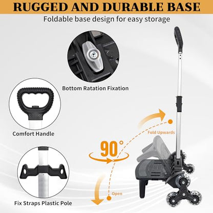 Backpack Trolley with Wheels, 6-Wheels Rolling Dolly Cart for Backpack, Luggage, Travel Hand Truck - size: 6 Wheels NO Edge