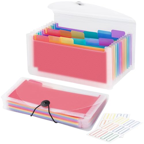 13 Pocket A6 Receipt Organizer, 2 Pack Small Accordion File Organizer, Coupon Organizer with Labels - Clear - color: Clear