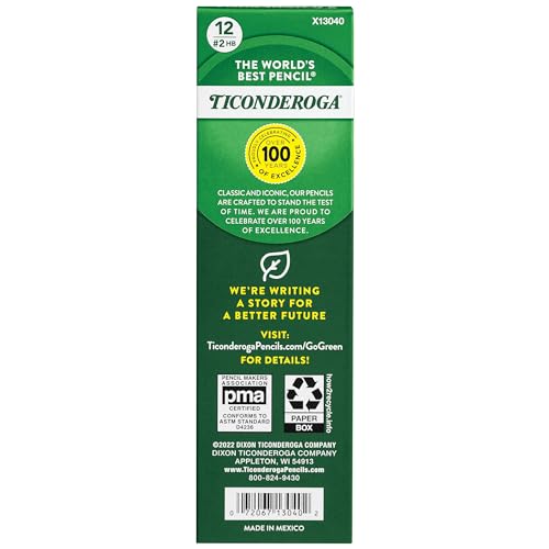 TICONDEROGA Laddie Pencils, Wood-Cased #2 HB Soft without Eraser, Yellow, 12-Pack (13040)
