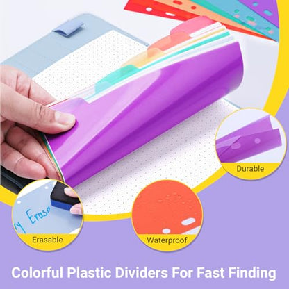 Antner A6 Dotted Refill Paper 6-Hole Planner Inserts for A6 6-Ring Refillable Binder, 135 Sheets/270 Pages Dot Grid Loose Leaf Filler Paper with 12 PCS Binder Dividers for Journal Note Math Work - color: Dotted Paper