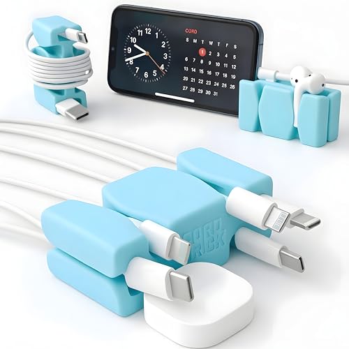 CordBrick 2PK Silicone & Steel Weighted Cord Holders for Bedside. Travel Phone Cable Organizers. Multiuse iPhone Accessories. Small Gifts for Him, College Student. Tech Gadgets for Teenagers. Aqua - color: (D) Aqua, size: 2 Pack