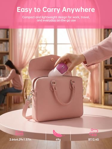 hunart H6 49g Wireless Mouse, Bluetooth & 2.4GHz Rechargeable Mouse, Lightweight Silent Ergonomic Mouse with USB-C Charging, Portable Right-Hand Office Mouse for Laptop, PC, MacBook(Berry Pink) - color: Berry Pink