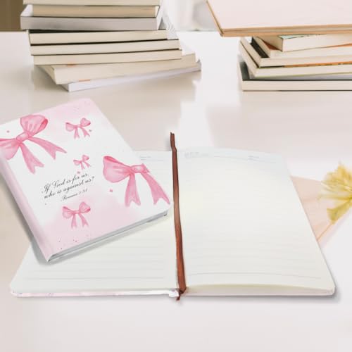 Bow Bible Verse Hard Shell Journal Notebook, Bible Verse Gifts for Women, College Ruled Notebook, Inspirational Hardcover Notebooks, Journals for Writing Note Taking 200 Sheets (5.8 x 8.3) Pink - color: Multi 1162