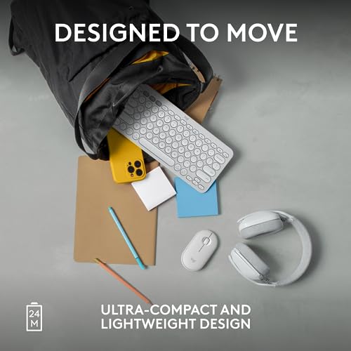 Logitech M350s Pebble 2 Bluetooth Wireless Mouse - Tonal White | Slim Bluetooth, Portable, Lightweight, Customizable Button, Quiet Clicks, Easy-Switch for Windows, macOS, iPadOS, Chrome OS - color: Tonal White