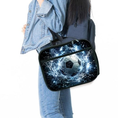 Soccer Lunch Bag Insulated Reusable Lunch Box Kids Girls Boys Cooler Thermal Tote Bag For Men Women School Work Picnic - color: Soccer