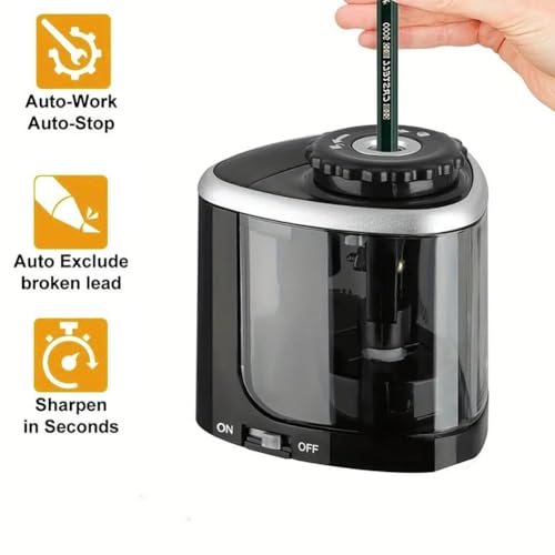 1PCS Pencil Sharpener -Sharpener for Wood & Graphite Pencils - Portable for Home, Office (Black) - color: Black