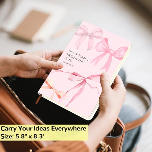 Pink Bow Bible Hard Shell Journal Notebook, Bible Notebooks for Note Taking, College Ruled Notebook, Inspirational Hardcover Notebooks, Journals for Writing Note Taking 200 Sheets (5.8 x 8.3)-4 - color: Multi 1569