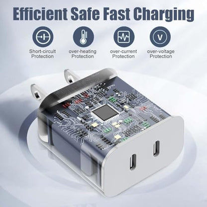 Fast Charger for iPhone 16,2Pack PD USB C iPhone Charger Dual USB C Port Charger Block with 10 Foot Long USBC to C Charger Cable Cord. Compatible with iPhone 16/16 Pro/15 Pro Max,iPad Pro/Air/Mini - size: 10FT