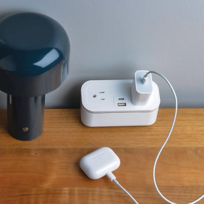 CubieMini White - Tabletop Power Strip Charging Station with Outlets and USB Ports - color: White