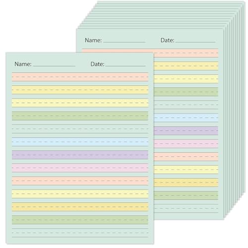 OBUSATT 100 Sheets Multi-Color Raised Line Paper Kindergarten Practice Tactile Writing Papers with 0.5inch Spacing Primary Handwriting Tablet for Kids Teachers Sensory with Line 8.5 x 11 Inch