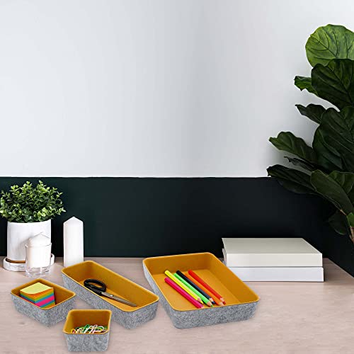 Welaxy 8-Piece Felt Drawer Organizers Curry Desk Tray Makeup Storage - color: Curry