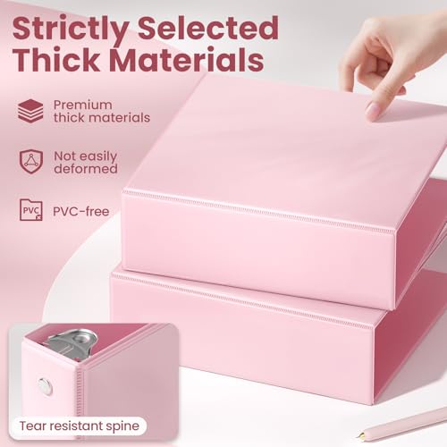 SUNEE 7.6cm(3인치) 바인더 3링 6팩, 대형 7.6cm(3인치) 클리어 뷰 3링 바인더, PVC 프리, 학교 또는 사무용품용, 파스텔 모음 - color: 파스텔 모음, size: 3인치