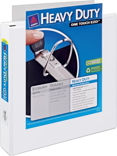 Avery Heavy-Duty View 3 Ring Binder, Extra Wide, 1.5" EZD Rings, 1 White Binder (01319) (Pack of 12) - size: 1.5 inch (Pack of 12)