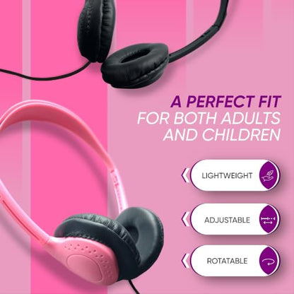 10 Pack Bulk Wired On-Ear Leather Headphones with 3.5mm Connector, Multi