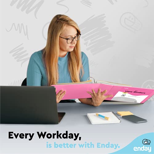 3 Inch Binder (2 Pack) Pink and Purple 3 Ring Binder 3 inch, Clear View Cover with 2 Inside Pockets, Three Ring Binders for Home, Office and School Supplies - Enday - color: Pink - Purple, size: 3-Inch
