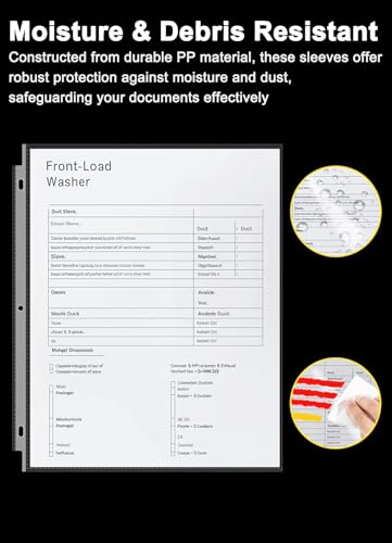 Sheet Protectors 8.5 x11 Inch, 100 Pack Page Protectors for 3 Ring Binder, Top Loading Plastic Sleeves with Reinforced 3-Hole Punch for Binders, Letter Size, for Documents and Photos, Office Supplies.
