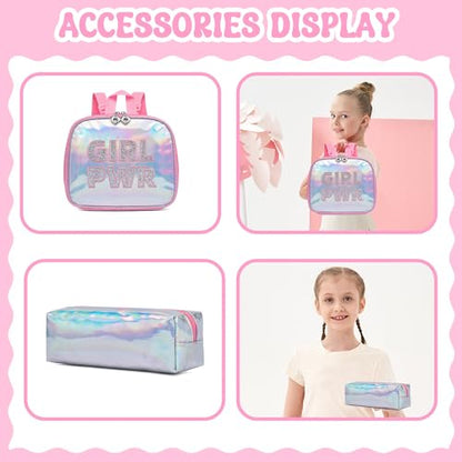 Meetbelify Rolling Backpack for Girls Backpack with Wheels for Elementary Student Kids School Bag with Lunch Box Pencil Case for Girls Ages 6-8 Years Old - color: Prw Pink