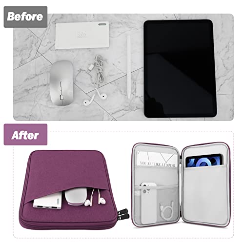 MoKo 9-11 Inch Tablet Sleeve Bag Carrying Case with Accessory Pocket | Fits iPad Air 11-inch M4, iPad Pro 11-inch M5, iPad A16 11-inch, iPad 10/9/8/7th and Tab S9/S8 11-inch, Purple - color: Purple, size: 9-11 Inch