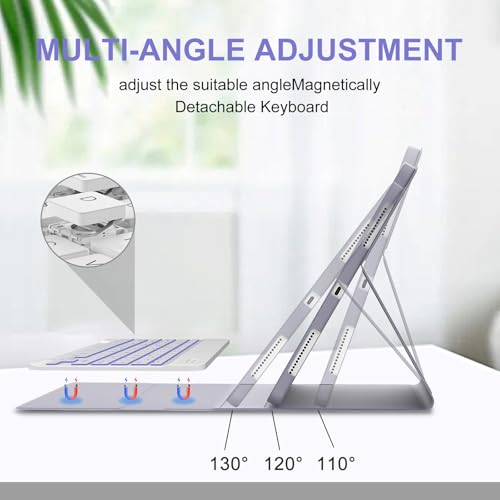 IVEOPPE Keyboard Case for Xiaomi Pad 8/8 Pro/Pad 7/7 Pro 11.2 Inch Backlit | 7 Color Backlit, Magnetic Detachable Wireless Bluetooth Keyboard, Pencil Holder, Stain Resistant Cover, Rechargeable - color: Lavender 032Backlit