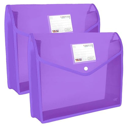 YoeeJob Plastic File Folders Legal Size Expandable Document Folder with Snap Button Closure, A4 Expanding File Wallet Envelopes Pouch with Label Pocket, 2 Packs, Purple - color: Purple, size: 2 Pack