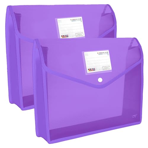 YoeeJob Plastic File Folders Legal Size Expandable Document Folder with Snap Button Closure, A4 Expanding File Wallet Envelopes Pouch with Label Pocket, 2 Packs, Purple - color: Purple, size: 2 Pack