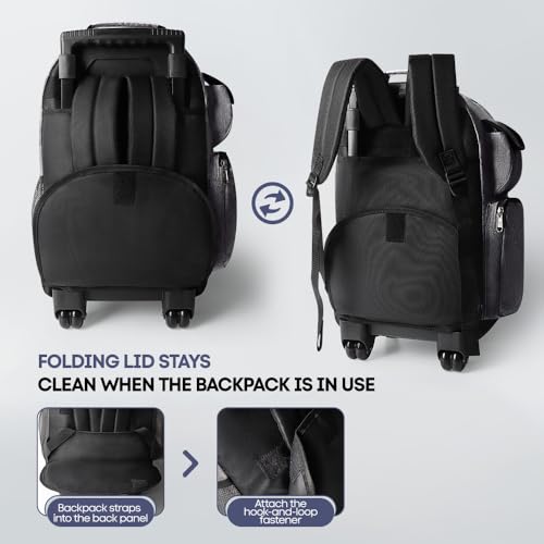 20" 2-in-1 Rolling Backpack,Backpack for Travel w/Wheels | Trolley Suitcase w/Telescopic Handle,Lightweight,Durable, Travel-Friendly, Unisex,2560-20''-Grey - color: JH-2560-Grey-20