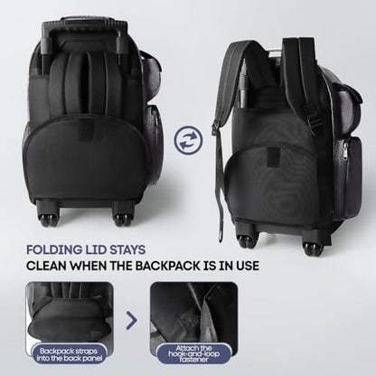 20" 2-in-1 Rolling Backpack,Backpack for Travel w/Wheels | Trolley Suitcase w/Telescopic Handle,Lightweight,Durable, Travel-Friendly, Unisex,2560-20''-Grey - color: JH-2560-Grey-20