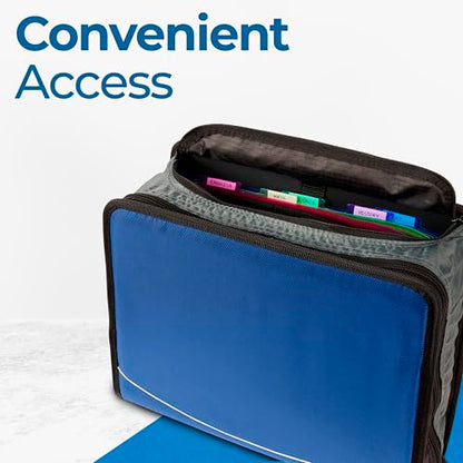 Case-it Binder File Folder 3-inch O-Ring Midnight Blue | 5-Tab Expanding | Zippered Pockets | With Handle and Strap | Pack of 6 - color: B Midnight Blue, size: 6 Pack