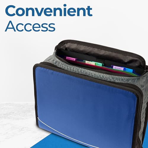 Case-it Binder File Folder 3-inch O-Ring Midnight Blue | 5-Tab Expanding | Zippered Pockets | With Handle and Strap | Pack of 6 - color: B Midnight Blue, size: 6 Pack