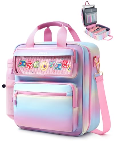 Zipper Binder 3 Ring with Ita Window, 3 Inch Binder with Zipper D-Ring Fits 14 in Laptop, 3-in-1 Shoulder/Backpack/Handle 600 Sheets Capacity for School & Office – Pink Blue - color: Pink Blue