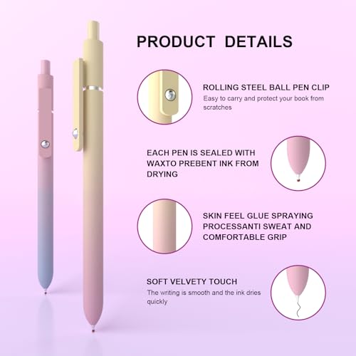 Gradient Shaft Gel Pens, 0.7mm Fine Point Black Ink,Smooth Writing High-End Pens for Note Taking,Happy Birthday Gift Basket,Supplies Gifts for Women & Men(10 Pcs Black Ink-Gradient Shaft Pens) - style: 10 Pcs Black Ink-Gradient shaft pen