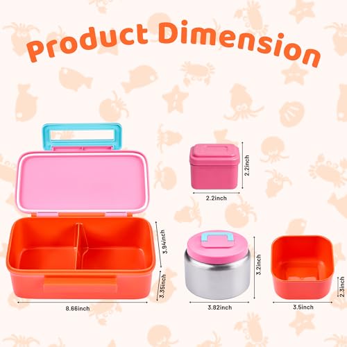 JXXM Lunch Box for Kids With 8oz Soup Thermo, Leak-proof Lunch Container with 2 Compartments, Thermo Food Jar Food Containers for Back to School Girls Boys (Pink) - color: Pink