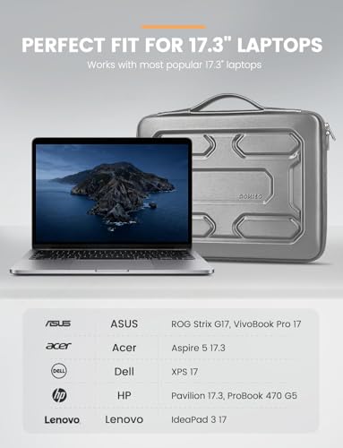 DOMISO 18 inch Laptop Sleeve with Handle Shockproof Computer Bag Waterproof EVA Protective Carrying Case for 17.3" MSI GS73VR Stealth Pro/HP Envy 17/LG Gram 17"/ROG Strix GL702VS, Silver - color: Silver, size: 17.5-18 inch