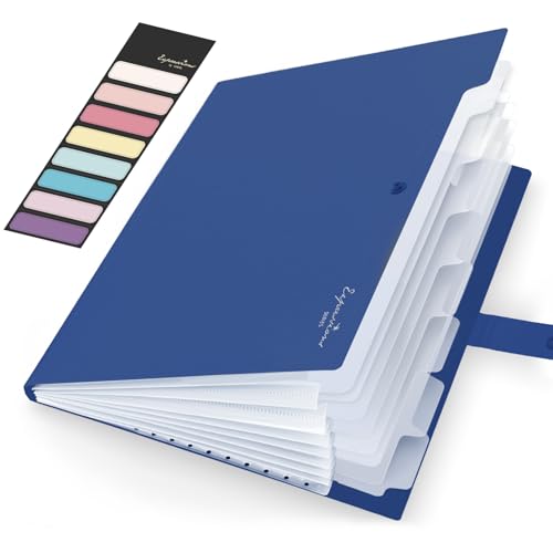 Sooez Accordion File Organizer, Letter Size Expanding File Folder with Labels, 8 Pocket Folders for Document, Portable Paper Bill Receipt Organizer for Home School Office Supplies, A4 Size, Navy Blue - color: Navy Blue
